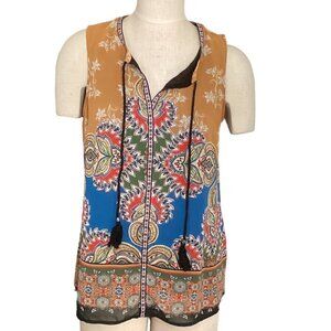Daniel Rain Tunic Floral Sleeveless Top Sz M #74M
